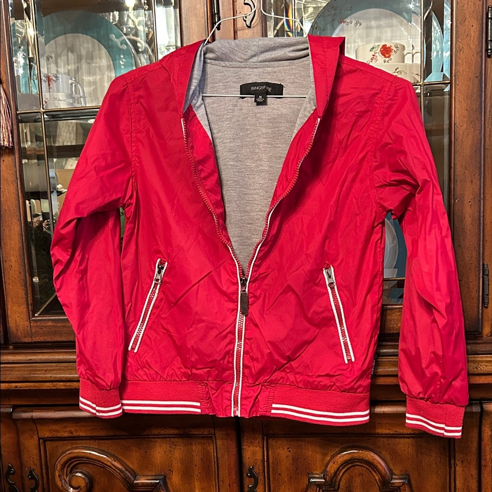 Ring of Fire Red Zip-Up Bomber Jacket